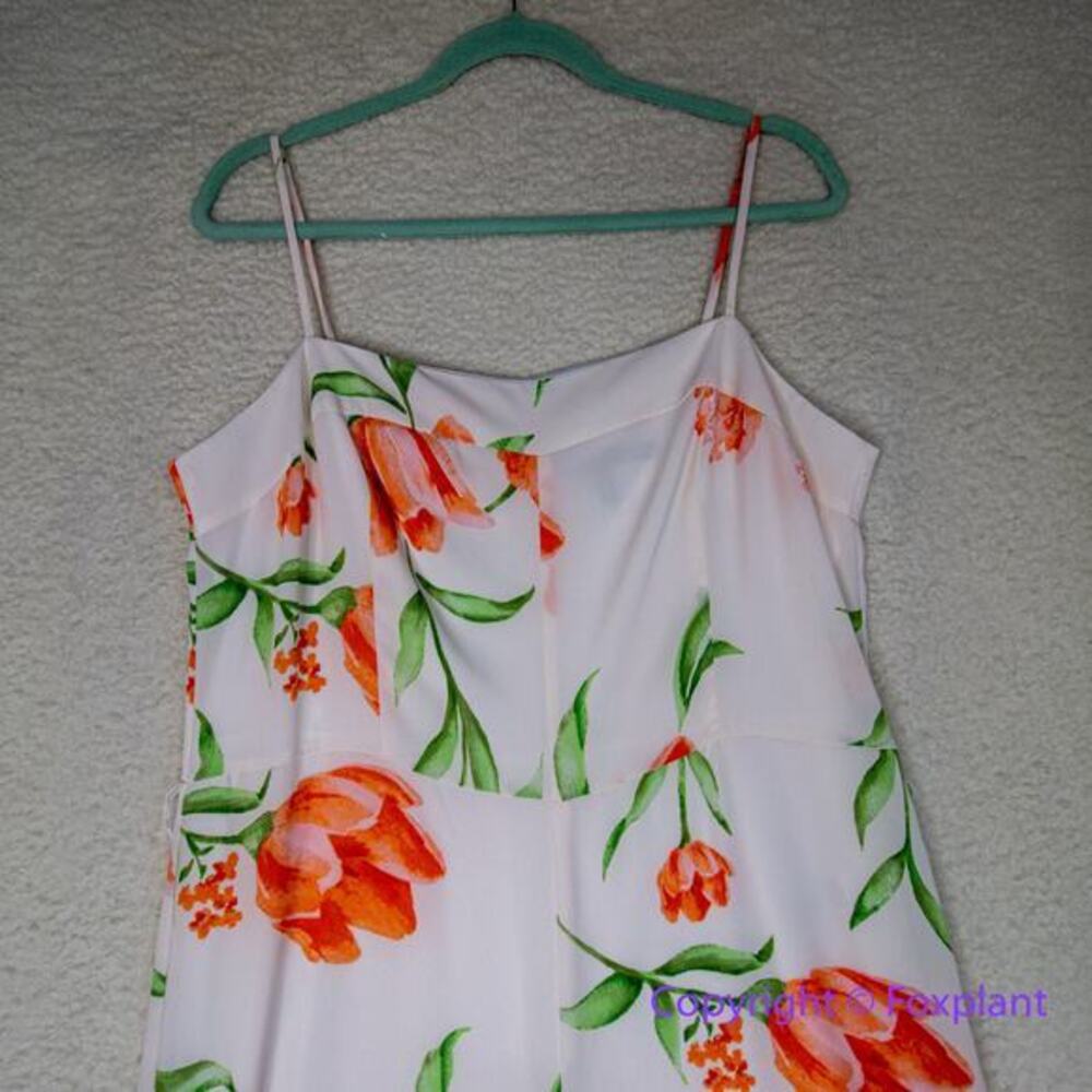 New! White House Black Market floral print tie waist wide leg jumpsuit, size 16 - Picture 4 of 12